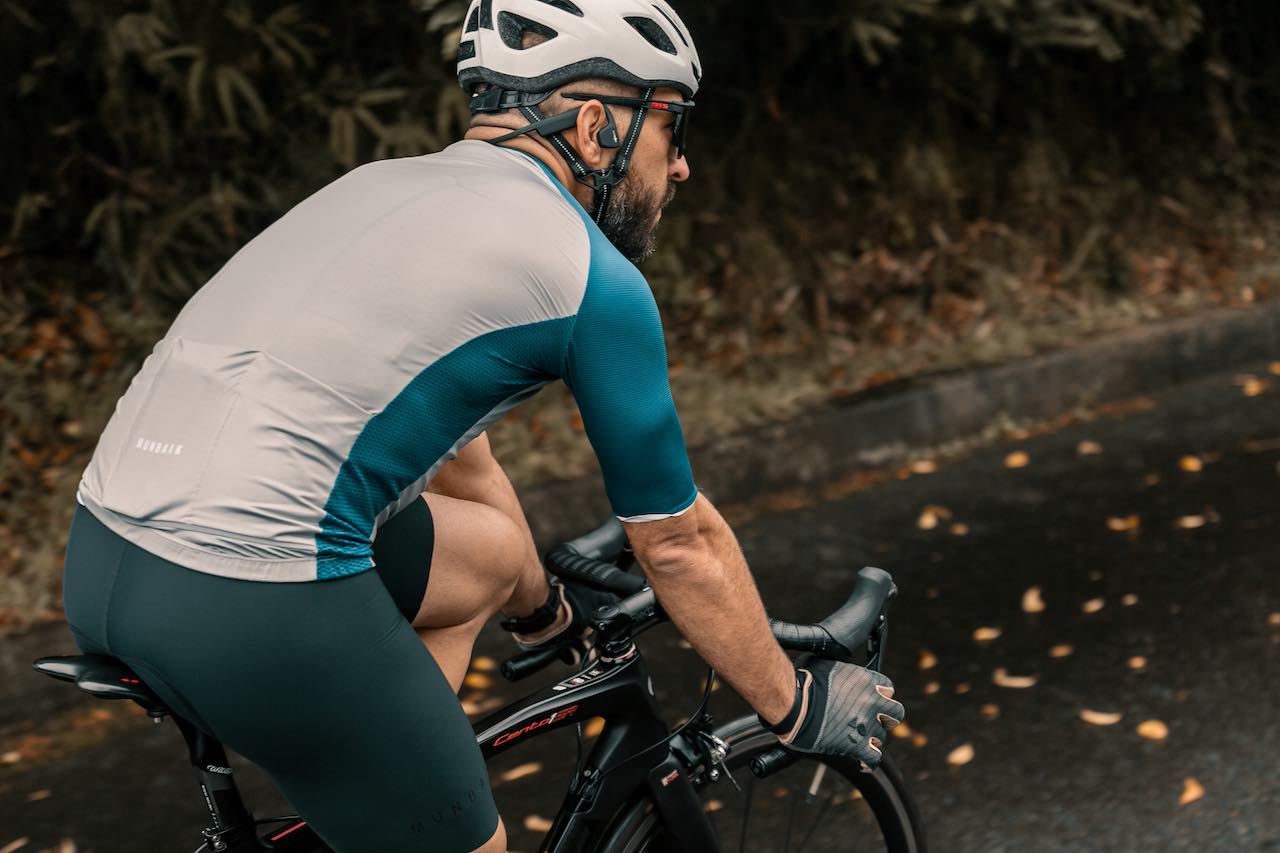 A man riding a bike in nature